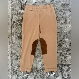 Vintage Ralph Lauren 12p Tan w/Suede Equestrian Jodhpur Riding Pant Rmv Stirrups